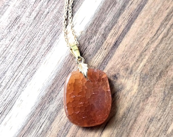 Carnelian Gemstone Necklace: Orange-Red Boho Pendant