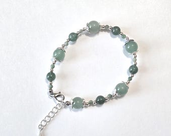 Pulsera de aventurina verde, joyería única hecha a mano