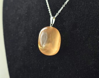 Handmade Orange Calcite Pendant Necklace Honey Calcite Gemstone Jewelry