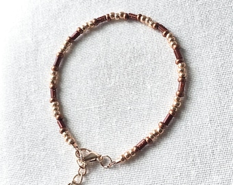 Pulsera de piedra dorada hecha a mano Pulsera de oro rosa Joyería de piedras preciosas