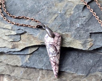 Handmade Bird's Eye Rhyolite Gemstone Necklace: Unique Rustic Jewelry