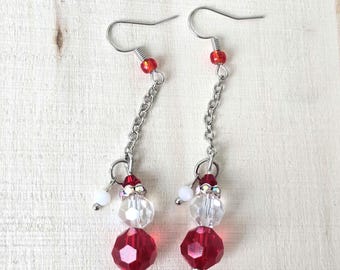 Santa Dangle Earrings Handmade Christmas Earrings Holiday Jewelry Fun Family Holiday Jewelry