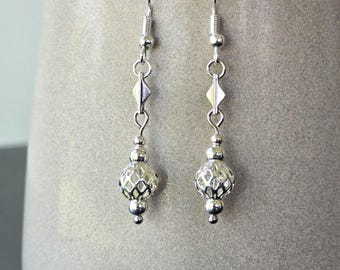 Pendientes colgantes de plata, joyería hecha a mano, joyería para uso diario, sencillos.