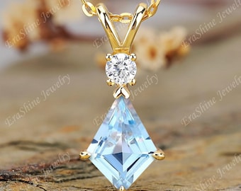 Drachenform Natürlicher Himmelblauer Topas 18K Gelbgold Anhänger Mit Kette Dezember Geburtsstein Minimalist für Frauen Jahrestag Geschenke für sie