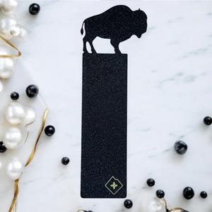 Bison Bookmark – Black Galaxy & Gold Satin Reading Accessory | 3D Printed, Deluxe Edition, Swiss Made, Unique Gift