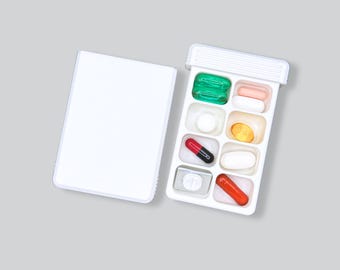 Organizador de pastillas de 8 compartimentos – Doble fila, suministro semanal, 49 colores