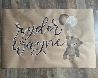 CUSTOM baby BOY banner, baby shower, birthday, hand-painted