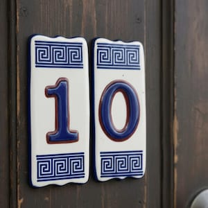Números de casa de cerámica hechos a mano: placa de dirección y número de puerta