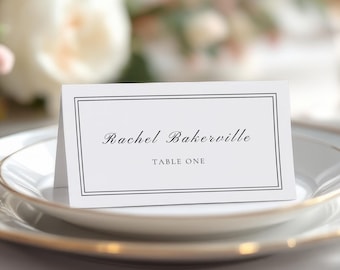 Elegant Place Card Templates [ Editable Templates For Classic Wedding Escort Card w/ Traditional Border ], Name Card Instant Download, Canva