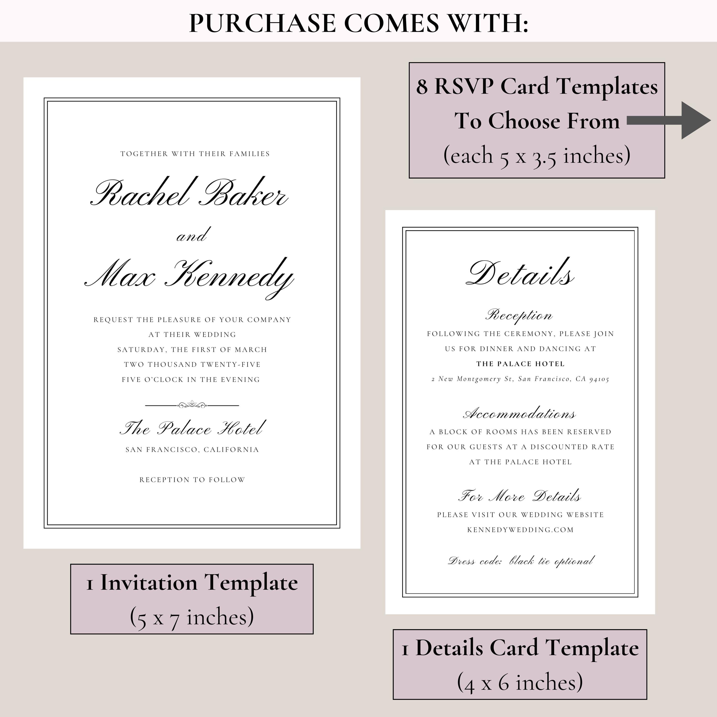 Elegant Wedding Invitation Suite Template | Wedding Invitation Set #1 ...