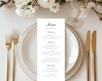 Elegant Wedding Menu Template [ 4x9 Classic Wedding Menu - Editable Template ], Instant Download, Canva, Customizable, Formal, Traditional