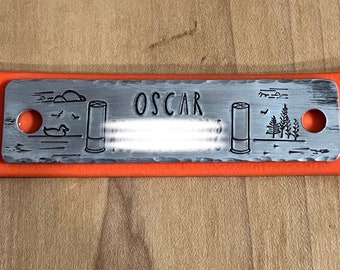 Rivet Nameplate for Dog Collar, ID Plate for Dog Collar, Custom Dog Nameplate, Hunting Dog Nameplate, Collar ID Nameplate, Duck Hunting Coll