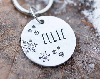 Dog Tags for Dogs, Winter Dog Tag, Snowflake Snow Dog Tag, Christmas Dog Tag