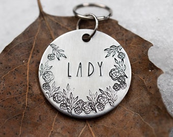 Dog Tags For Dogs, Dog Tags, Dog Tag, Personalized Dog Tag, Dog Collar Tag, Flower Dog Tag