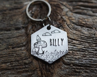 Gnome and Mushroom Dog Tag, Mushroom Dog Tag, Gnome Dog Tag, Nature Dog Tag, Rustic Dog Tag, Dog Tags for Dogs