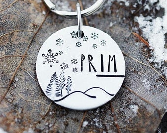 Dog Tags for Dogs, Winter Dog Tag, Snowflake Snow Dog Tag, Christmas Dog Tag