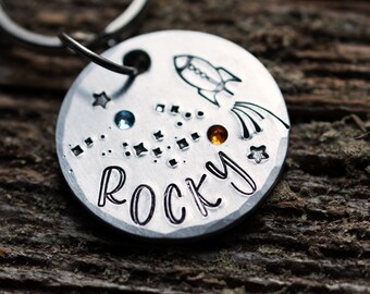 rocket shaped dog tag