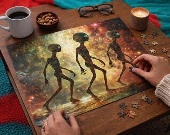 Alien Puzzle Intergalaktischer Weltraum Jigsaw Sci-Fi Galaxy Art Puzzle Cosmic Geschenk 120-500 Teile Einzigartiges Geschenk für Nerds