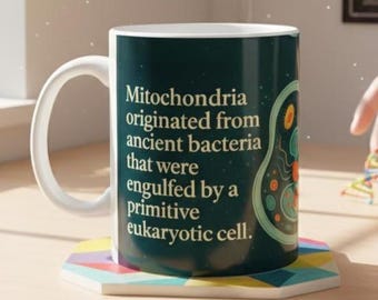 Taza de café de biología de mitocondrias, regalo para profesores de ciencias, taza para nerds de biología celular, taza de café STEM, cerámica de doble cara, datos educativos divertidos