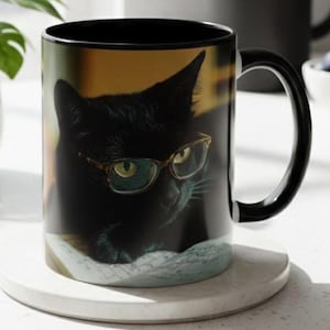 Taza de café con diseño de gato negro, divertida, ideal como regalo para nerds de matemáticas, amantes de los gatos, profesores de STEM, oficina, humor científico, decoración de escritorio, 325 ml y 450 ml, apta para lavavajillas.