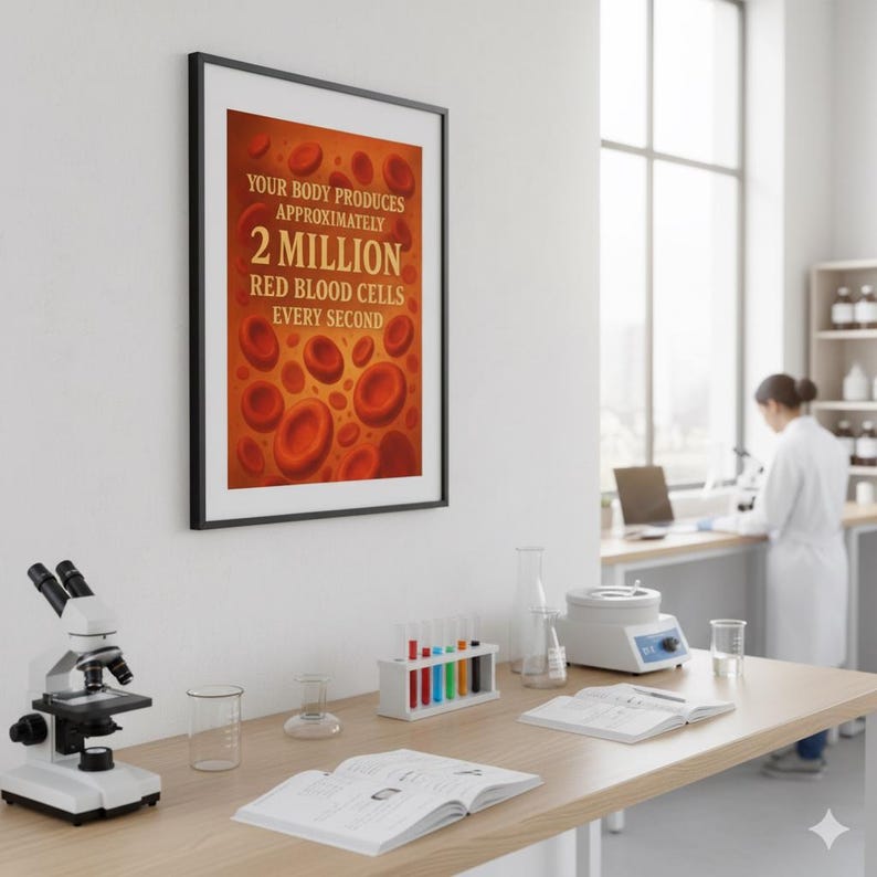 Human Body Science Poster Red Blood Cell Fun Fact Biology Wall Art ...