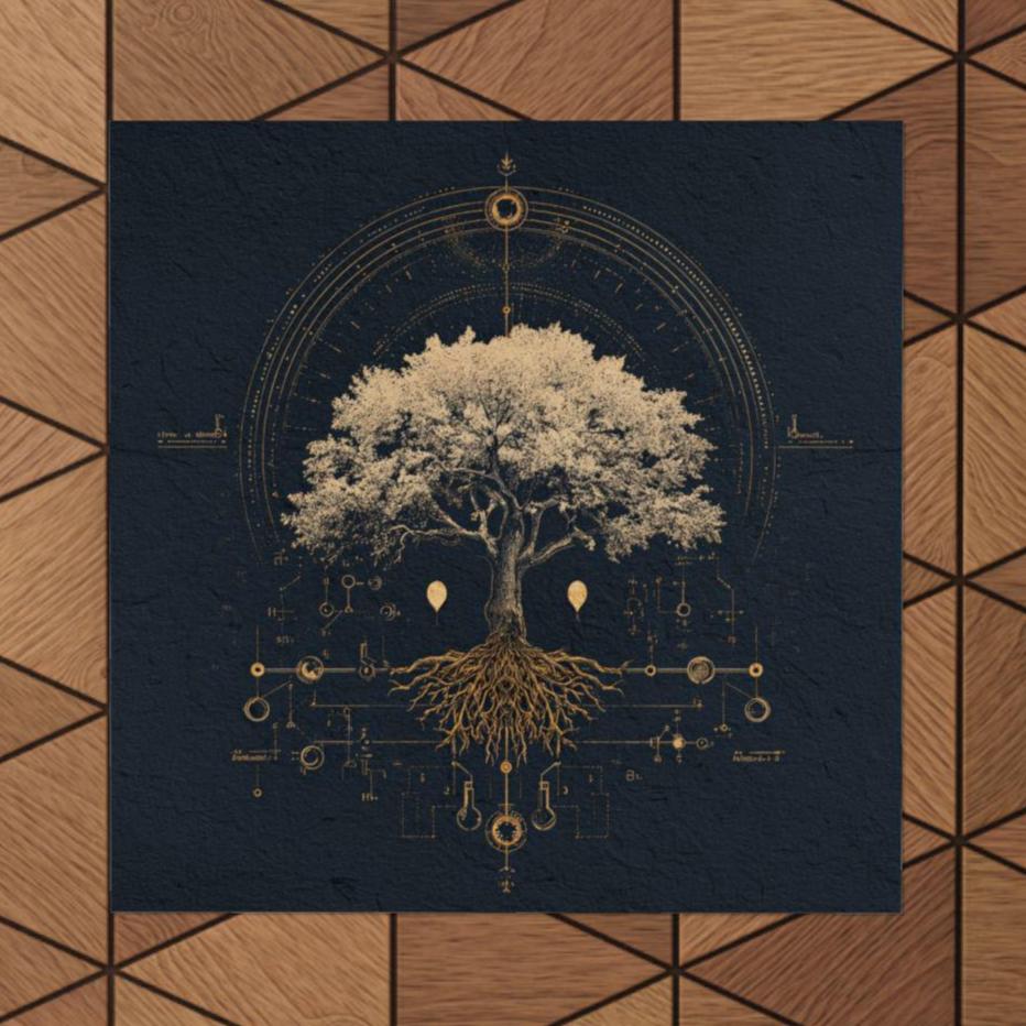 Tree of Life Wall Art Poster Print Elegant Botanical Science Decor Gold ...