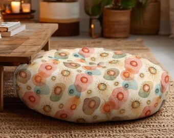 Cojín de suelo con mechones y diseño de microbiología, ideal como regalo para biólogos, nerds y científicos.