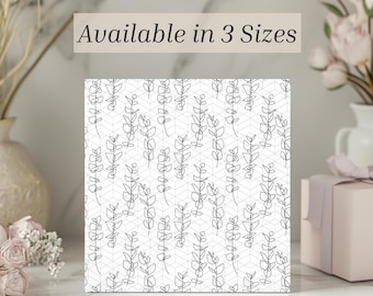 Floral Geometric Wrapping Paper Elegant Black White  Line Art Gift Wrap Minimalist Unique Pattern Wedding Birthday Holiday Special Occasion