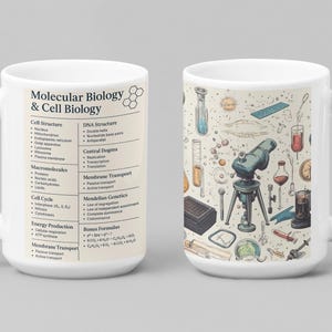 Biology Mug Gift for Student Molecular Cell Biology Teacher Coffee Cup Science Tutor Gift Lab Decor STEM Student science coffee teacher mugs