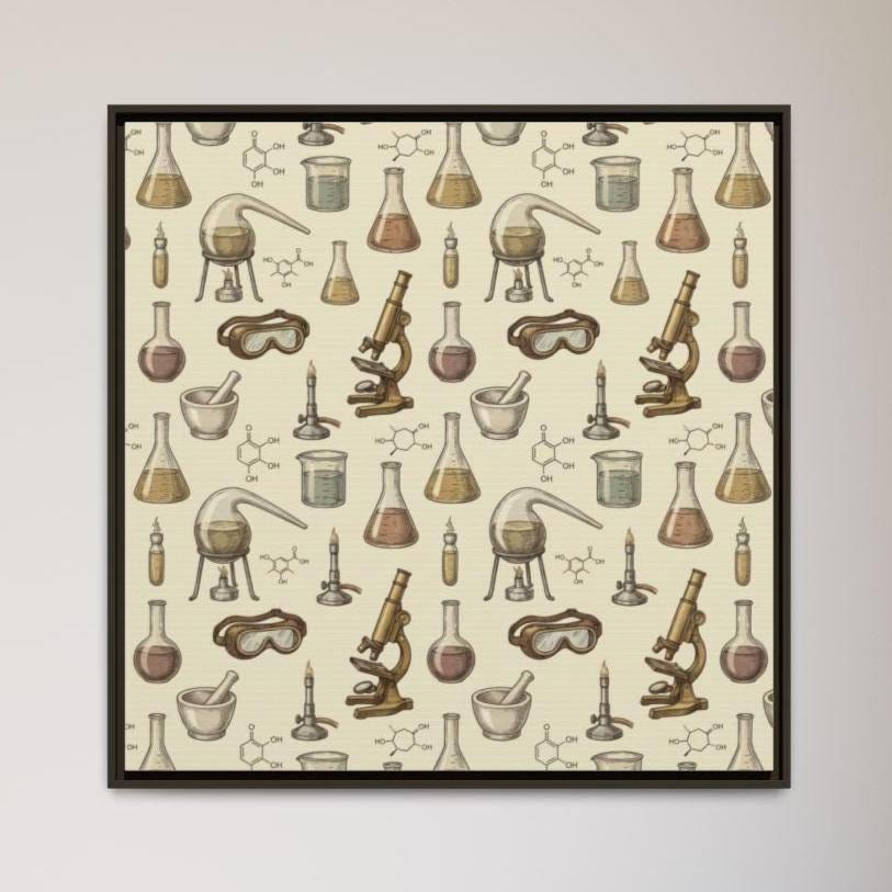 Vintage Science Laboratory Large Wall Art Framed Chemistry Retro