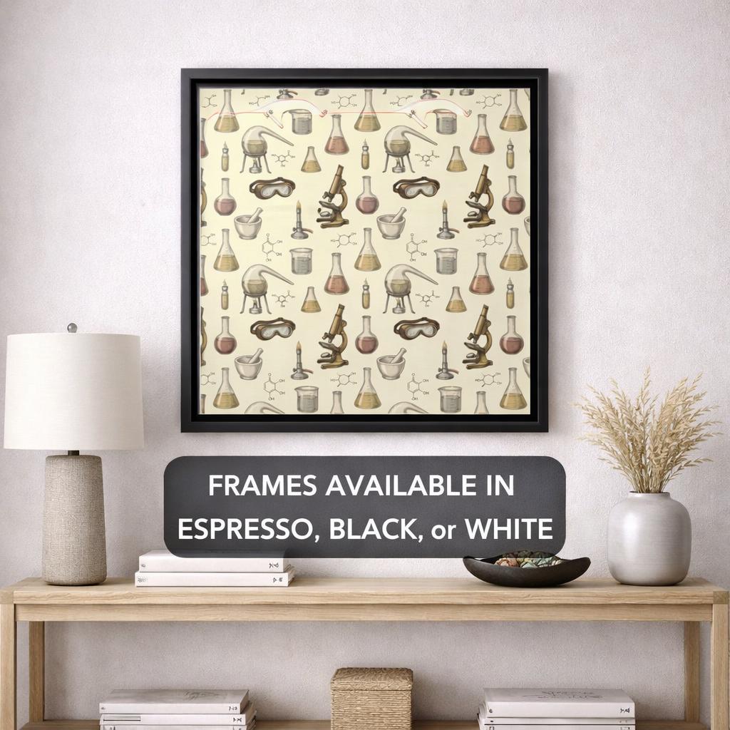 Vintage Science Laboratory Large Wall Art Framed Chemistry Retro