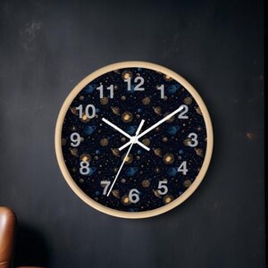 Solar System Wall Clock Space Planets Galaxy Clock Gift for Science Lover