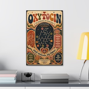 Oxytocin Poster Retro Science Wall Art Neuroscience Decor Psychology Print Brain Chemistry Gift Medical Student Office Art