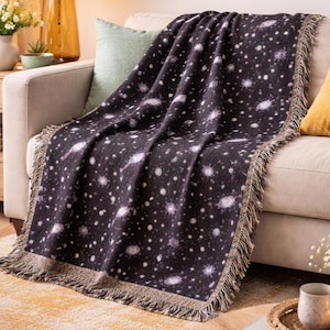 Galaxy Woven Blanket Space Pattern Night Sky Throw Blanket Astronomy Nerd Gift Starfield