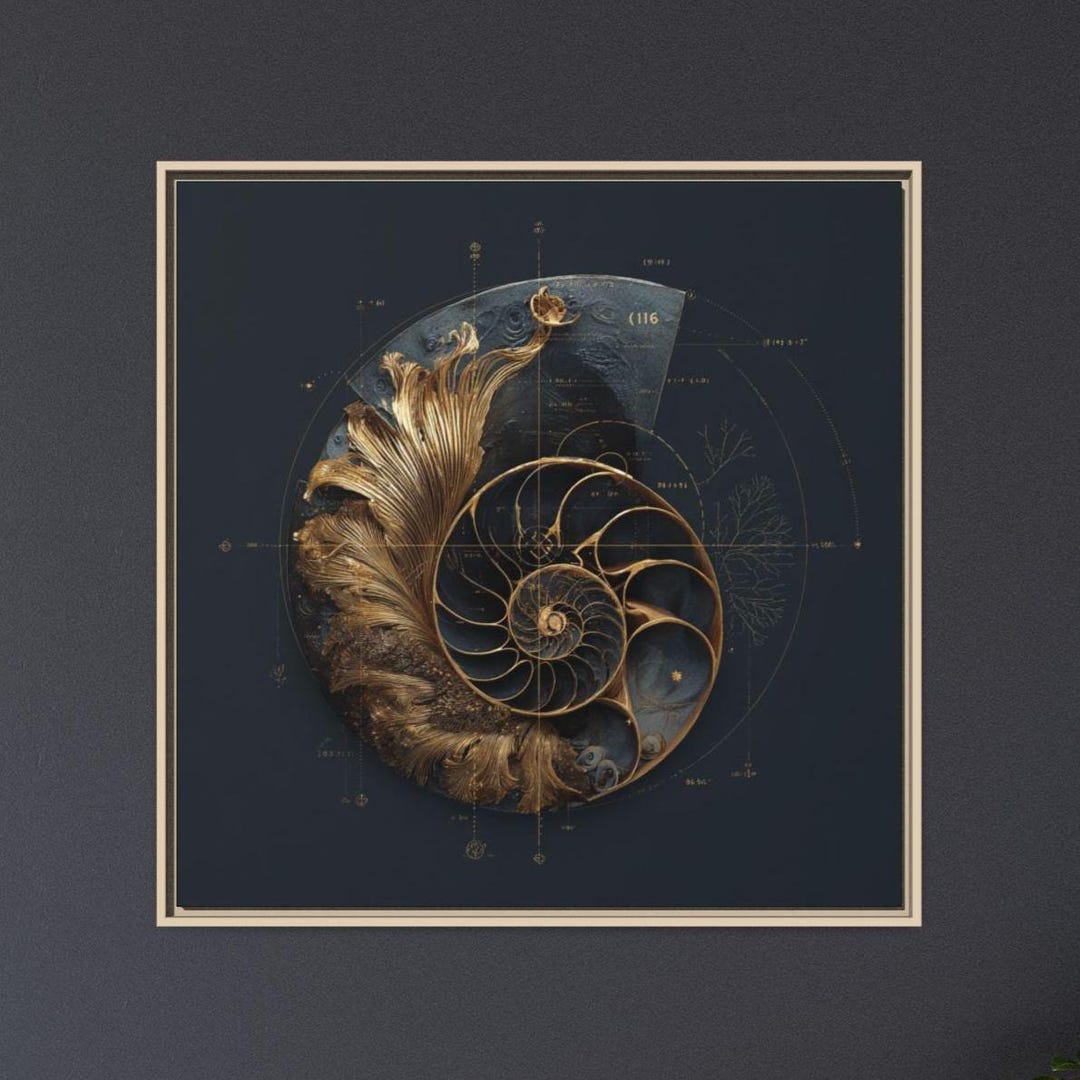 Fibonacci Spiral Wall Art Nautilus Shell Math Decor Golden Ratio Print ...