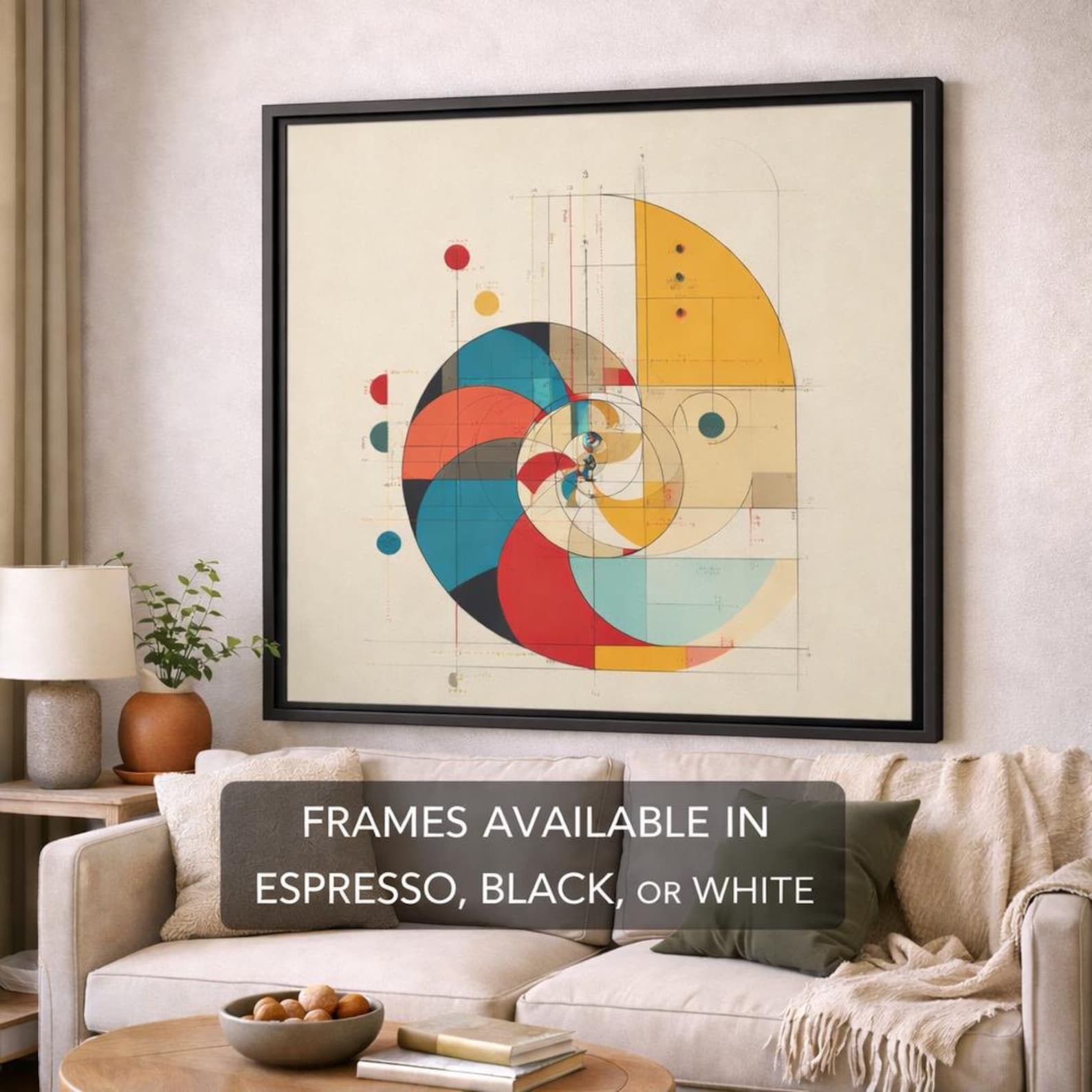 Fibonacci Spiral Wall Art Golden Ratio Print Math Poster Geometric ...