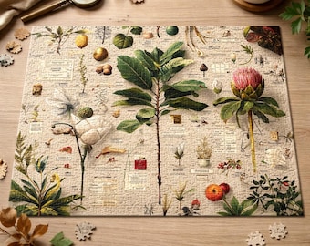Plant Puzzle Educational Leafy Flower Jigsaw Botany Gift Vintage Science Gift for Nature Lovers STEM Kids Biology Nerds Academic Cottagecore