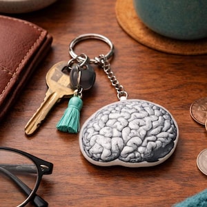 Portachiavi in peluche mini con illustrazione del cervello, forma personalizzata, cervello anatomico in peluche