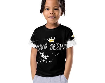 Kids Black Christian King Jesus Graphic Tshirt