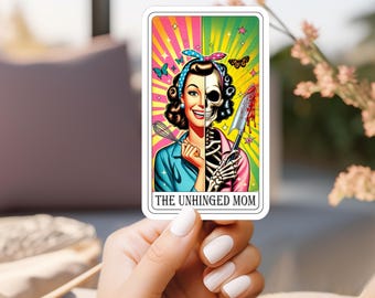 Pegatina de la carta del tarot de Mamá Desquiciada - Regalo divertido para mamá
