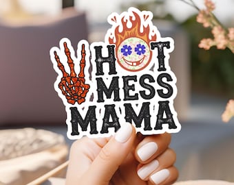 Hot Mess Mama Punk Sticker. Funny Mom Sticker. Mothers Day Gift. Gifts for Moms. Vinyl Sticker for Laptop, Water Bottle, Phone.