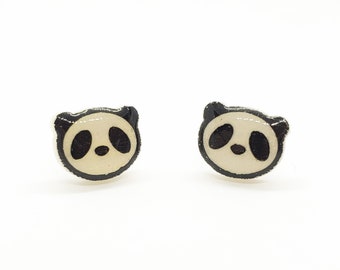 Resin Panda Stud Earrings, Cute Small Earrings, Kawaii Animal Earrings