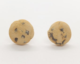 Mini Chocolate Chip Cookie Earrings, Cookie Stud Earrings, Small Stud Earrings, Food Earrings, Inedible Jewelry, Mini Cookies