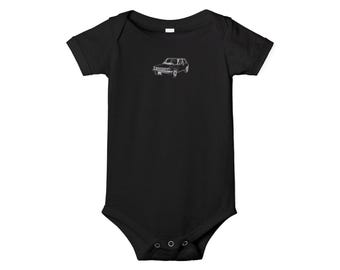 1984 VW Rabbit GTI hard sketch Infant Onesie | Vintage Car Baby Bodysuit