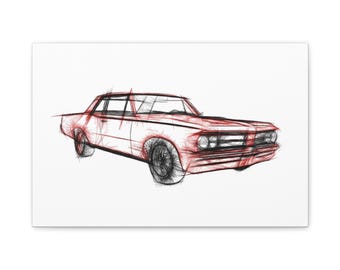 1964 Pontiac GTO Lemans Tempest Canvas - Red Classic Muscle Car Wall Art Print