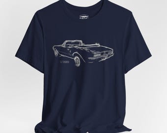 1967 Pontiac Firebird Convertible T-shirt, Retro Car Sketch Tee