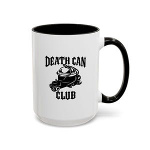 Vintage Muscle Car Death Can Club 15oz Mug - Colorful Coffee Cup for Car Enthusiasts, Ceramic Tea Mug, Unique Gift Idea, Retro Car Lover