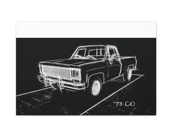 1973 Chevy C10 Square Body Pickup Truck Canvas, Stretched Matte 1.25"