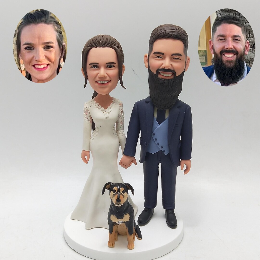 Personalized Wedding Cake Topper – Custom Bride and Groom Bobblehead ...