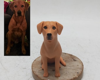 Aangepaste hond Bobblehead - gepersonaliseerd rood labradorbeeldje, handgemaakt huisdiercadeau, verjaardagscadeau hondenliefhebber